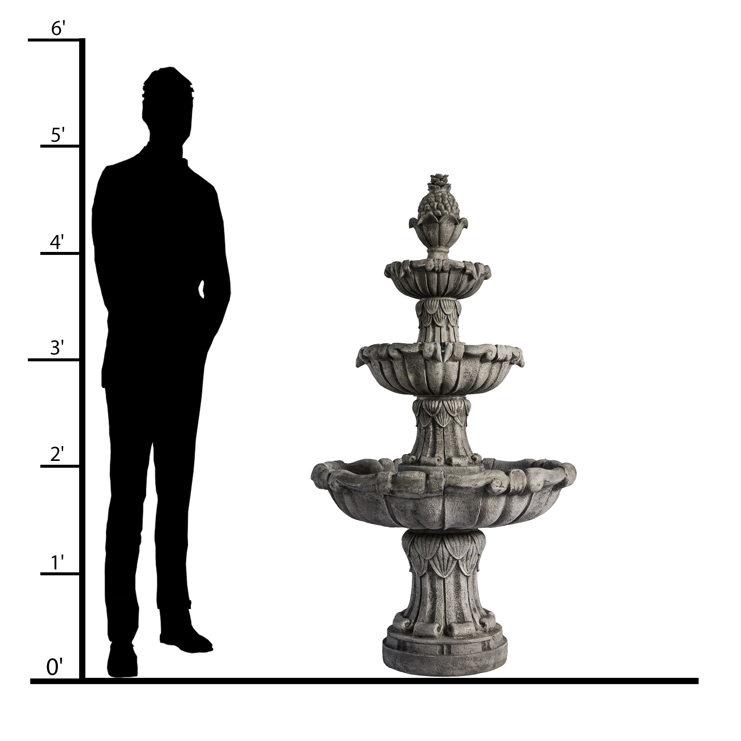 XBrand 58.3" 3-Tier Electric Outdoor Water Fountain – Gray Resin Leaf Design, Large Bird Bath with Pump, Perfect for Yard, Lawn, and Garden Décorand Garden, Porch Décor