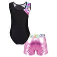 thumbnail image 2 of ZDHoor Kids Girls Sleeveless Patchwork Printed Leotard with Bike Shorts for Dance Gymnastics Training Heart 5-6, 2 of 5