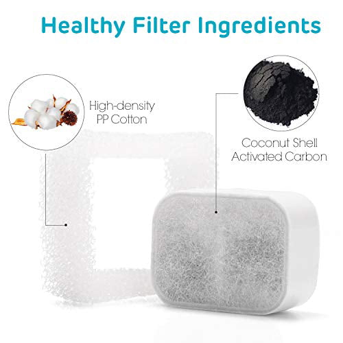 iPettie Replacement Filters for Tritone & Fiumi Ceramic Pet Water Fountain,  8PCS Carbon Filters and 2PCS Foam Filters - Walmart.com