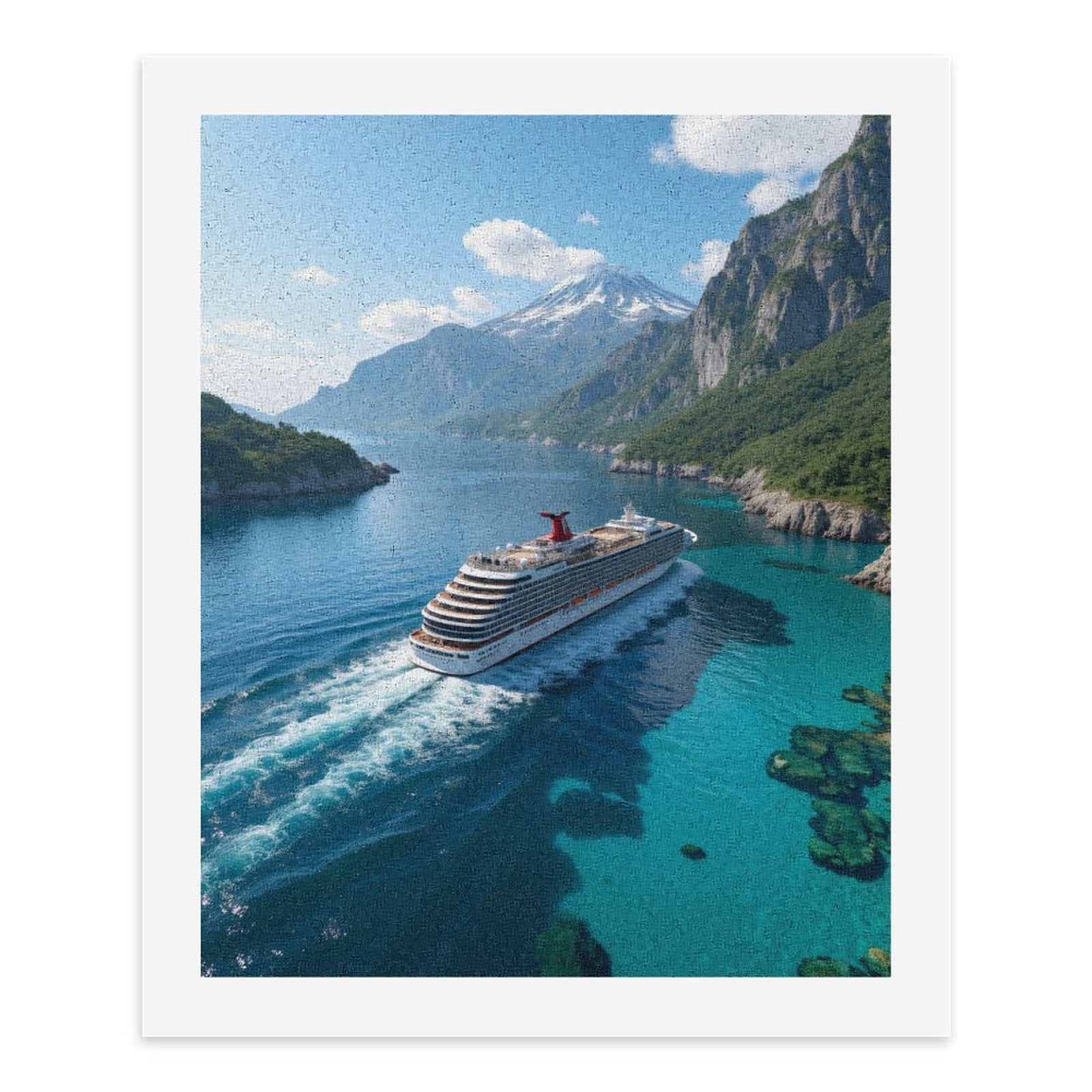 Paint by Numbers Kit for Adults, Cruise Ship Mountainous Coastline Paint by Numbers, Easy Paint by Numbers Kit for Adults Beginner, DIY Adult Paint by Number Kits on Canvas, Home Decor