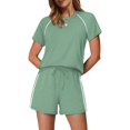 thumbnail image 3 of Yifymode 2 Piece Short Sets for Women Summer Outfits Crew Neck Short Sleeve Matching Lounge Sets with Pockets,Mint Green M, 3 of 3