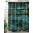 thumbnail image 2 of Fsddascl Teal Brown Vintage Wood Shower Curtain Set - 48" x 72" Washable Bathtub Curtain with 12 Hooks, Abstract Retro Shabby Plank Waterproof Fabric Stall Shower Curtains for Bathroom/Bathtub, 2 of 6