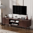 thumbnail image 5 of SHGJ&SOFT Storable TV Stand 65 Inch,Mid Century Modern TV Console Two Cabinet Doors with Open Partition in The Middleby by Wooden for Living Room,Bedroom. (Brown, 1PC), 5 of 10