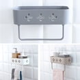 thumbnail image 1 of Kitchen Bathroom Organizer Wall Storage Rack Adhesive Shower Shelf Basket Toiletries Storage Holder, 1 of 9