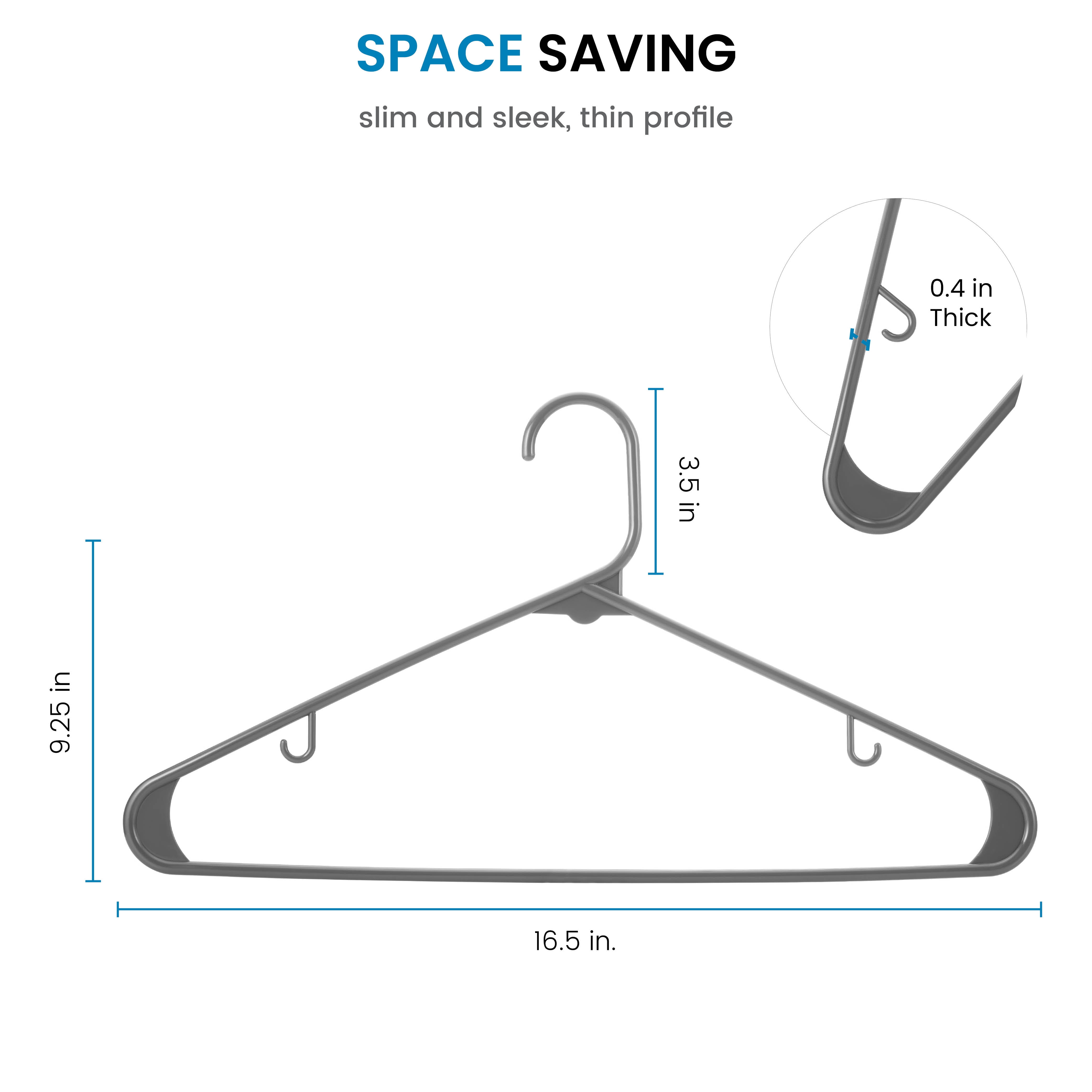 Black Plastic Hangers 50 Pack, Light Weight Durable Clothes Hangers G-Shape  Stan