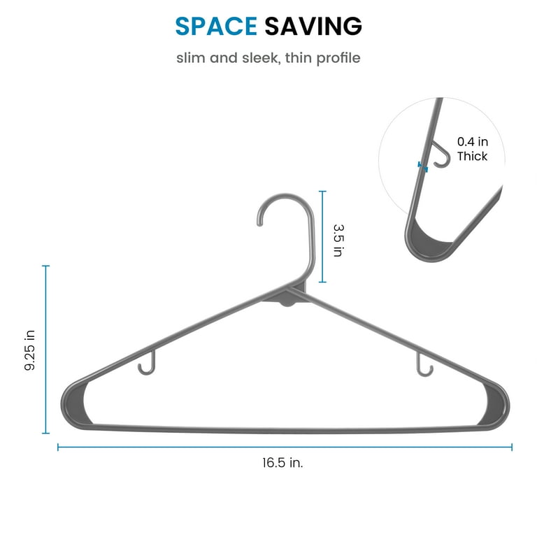 Standard Plastic Hangers Grey (50 Pack) Durable Tubular Shirt Hanger Ideal  for Laundry & Everyday Use, Slim & Space Saving, Heavy Duty Clothes Hanger