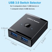 USB 3.0 Switch, Bi-Directional USB Switch 2 in 1 Out / 1 in 2 Out, USB Switcher 2 Computers Share Keyboard Mouse Scanner Printer, USB KVM Switch Compatible with Mac/Windows/Linux
