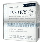 Ivory Bar Soap, Original Scent, All Skin Types, 4 Count, 4 Ounces Each