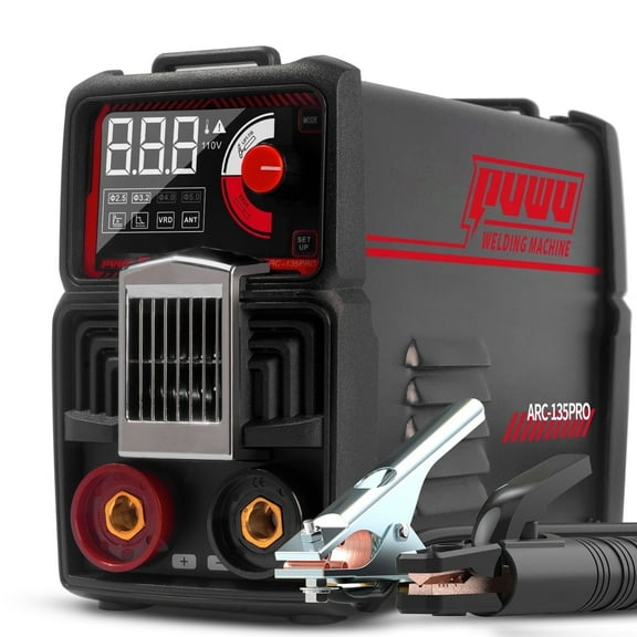 PUWU 110V 135A Stick & TIG Welder with Digital Screen, Overheat Protection & Hot Start - Mini MMA Welder