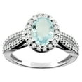 thumbnail image 1 of 14K White Gold Natural Aquamarine Ring Oval 8x6mm Diamond Accent, size 7, 1 of 4