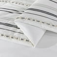 thumbnail image 6 of Chezmoi Collection 4-Piece Cotton Clip Jacquard Comforter Set Queen, Boho Chic Tufted Pompom Striped Bedding with Linen Blended Textured Pillow Cushion, Gray/White, 6 of 9