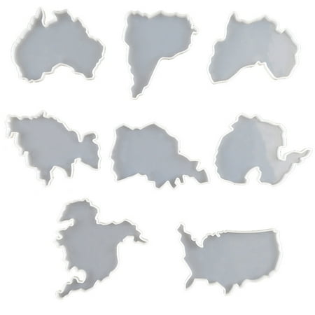 

8pcs Cup Mat Mold Silicone Molds DIY White Continent Shaped Coaster Molds