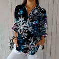 thumbnail image 4 of Long Sleeve Button Up for Women Plus Size Graphic Print Lapel Collared Blouses Casual Christmas Holiday Outfits (S, Navy), 4 of 6