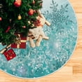 thumbnail image 5 of 35.4" Lovely Christmas Tree Skirt, Small Mini Tree Skirt Ornament with Christmas Santa Claus Elk Moon House for Party Holiday Home Christmas Decorations (Teal Snowflakes), 5 of 12