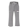 thumbnail image 4 of XuJwPNcy Capri Pants for Women Striped Print Drawstring Elastic Waist Capris Summer Casual Straight Leg Pant with Pockets, 4 of 4