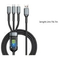 thumbnail image 3 of 100W Triple-in-One Charging Cable, Braided with LED Indicator, Transparent Mid-Card, for Type-C, Micro-USB & Lightning Devices, 3 of 6