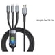 thumbnail image 3 of Cable de datos trenzado de carga rápida LED transparente de 100 W triple en uno, 3 of 8