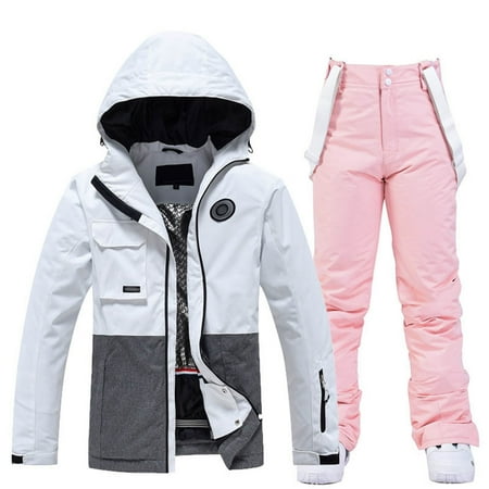 YUHAOTIN Womens Pant Suits Dressy Plus Size Male and Female Couples Single and Double Board Color Matching Ski Wear Outdoor Warm and Thick Warm Snowski Climbing Wear Two Piece Trouser Suit