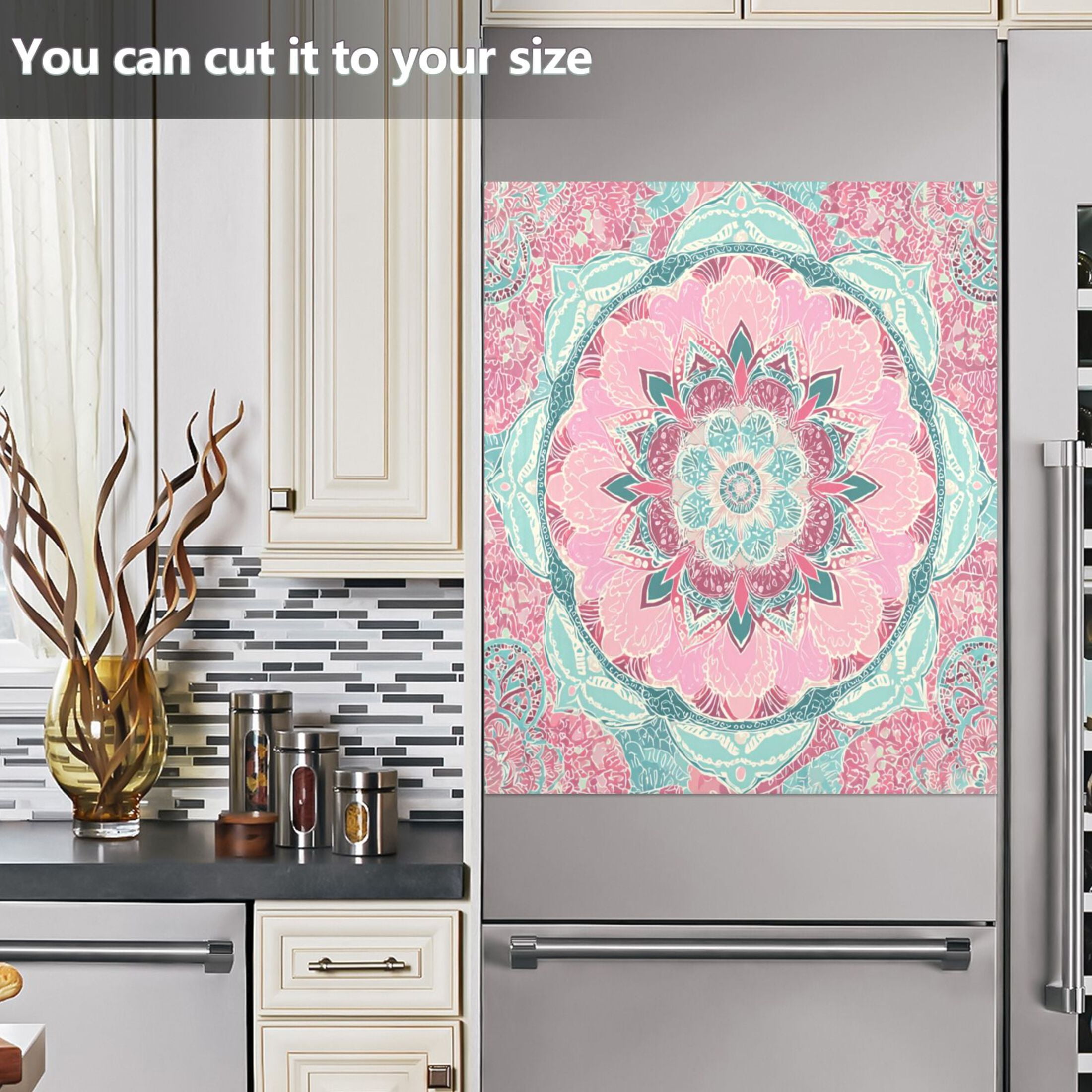IAUYY Magnetic decorative sticker - 23x26 Inch PVC Refrigerator Decorative Cover, Removable DIY Art for Kitchen Appliances Court Patterns