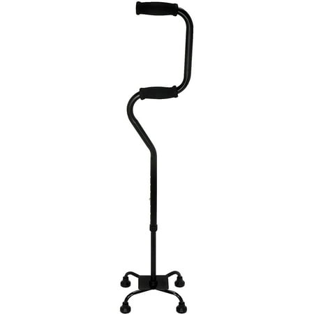 HealthSmart Quad Walking Cane, Sit to Stand Walker, Adjustable Canes for Men, Canes for Women, FSA HSA Eligible with Quad Base, Foam Handles Quad Cane, Black