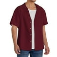thumbnail image 2 of Gaeub Maroon Men's Lapel Short Sleeve Shirt,Cuban Shirts For Men,Short Sleeve Button Down Men, Soft and Breathable for Outdoors Party Travel-4X-Large, 2 of 5