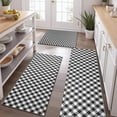 thumbnail image 2 of Black White Small Checkered Pattern Kitchen Rugs Sets Of 3,Kitchen Runner Rugs Non Skid Washable,Decorative Kitchen Floor Mats for Kitchen,Sink,Laundry,17"x30"+ 17"x47" + 17"x59", 2 of 6
