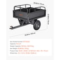 thumbnail image 3 of VEVOR Garden Utility Trailer, 10 Cu. ft & 500lbs Capacity, Tow Behind Steel Dump Cart with 14" Tires, Heavy Duty Yard Trailers for ATV, UTV, 3 of 10