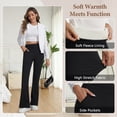 thumbnail image 3 of CoKate Women's Fleece Lined Flare Leggings with Pockets High Waisted Thermal Bootcut Yoga Pants for Winter, 3 of 7