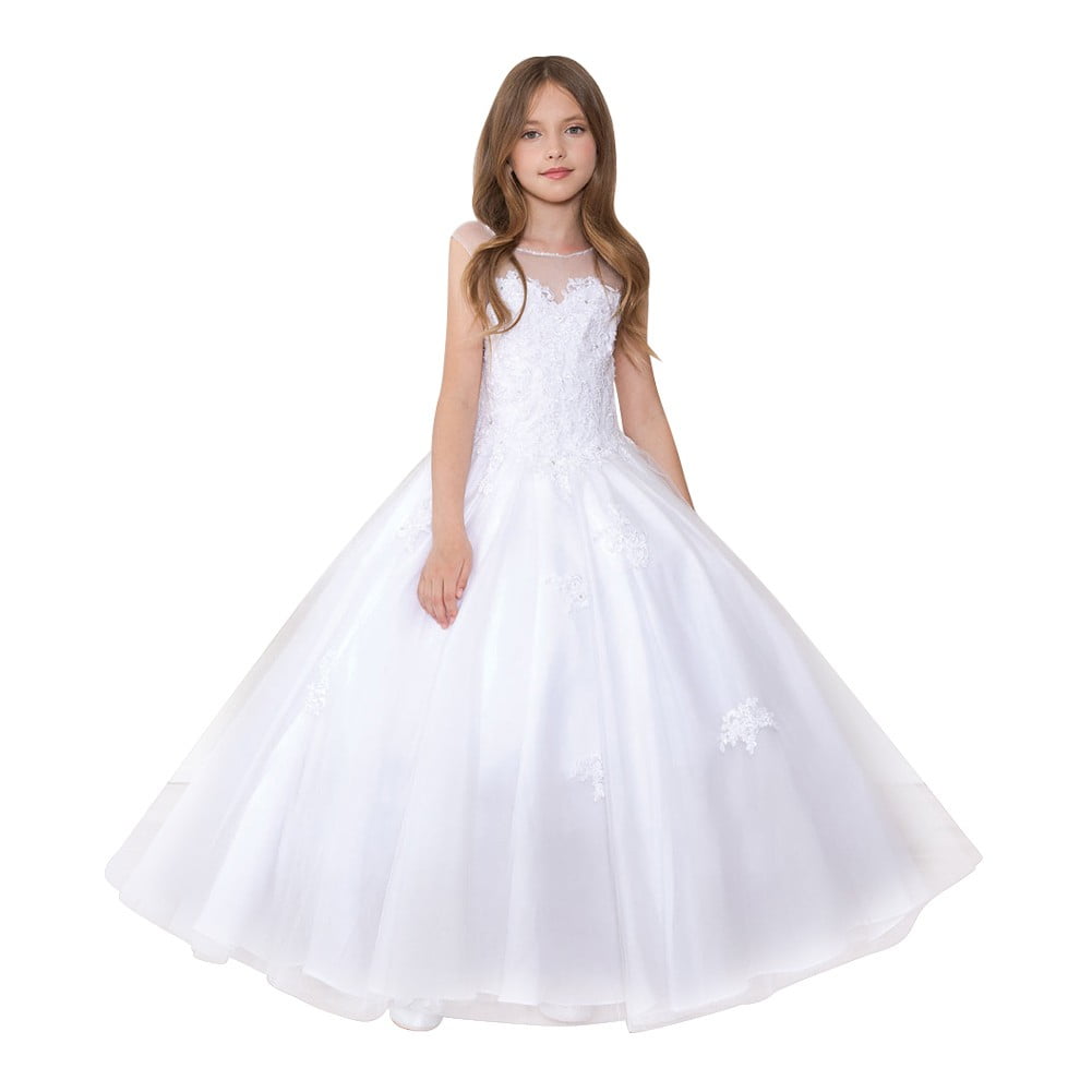 Calla Collection Little Girls White Glitter Ruffled Gorgeous Pageant Dress 3-6