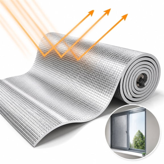 Double Reflective Insulation Roll,Artrylin 3.5mm Thick Foam Core Radiant Barrier,15.7in x 6.56ft, Double-Sided Aluminum Foil EPE Foam Heat Reflective ,Insulation Roll for Window RV Roof