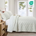 thumbnail image 6 of IR Imperial Rooms Velvet Quilt Set 3 Piece Geometric Ultrasonic Embossed Bedspread Reversible 350GSM Soft Brushed Microfiber Ivory Full/Queen, 6 of 9