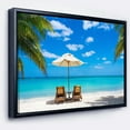 thumbnail image 1 of Designart - Plage Turquoise avec Chaises - Impression sur Toile Encadrée Photo de Bord de Mer, 1 of 4