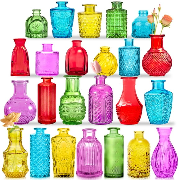 Jarrones de cristal KOIUEYW, 24 unidades, vintage, para flores
