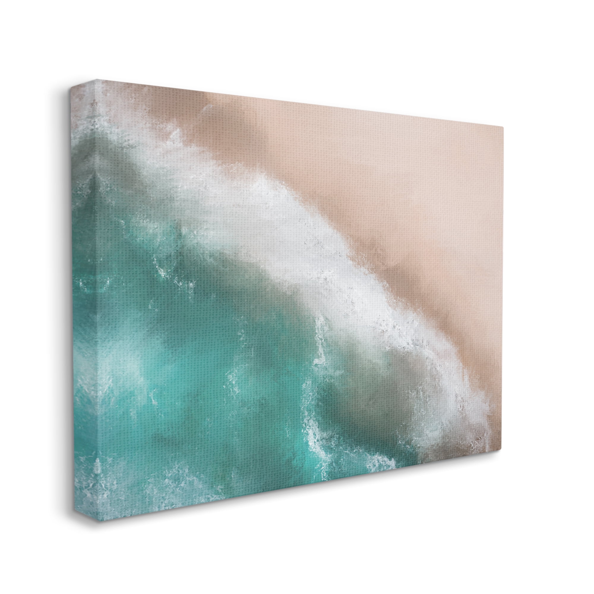 Stupell Industries Aerial Beach Foam View Landscape Painting Gallery Wrapped Canvas Art Print Wall Art, 20 x 16