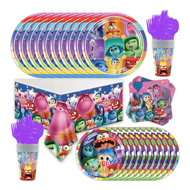 81 Pcs Inside Out Party Tableware, Inside Out Birthday Party Supplies, Paper Plates, Napkins, Cups, Knives, Spoons and Forks