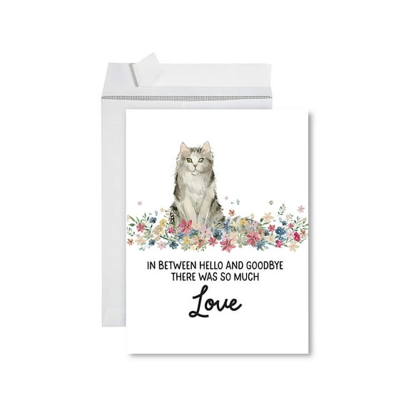 Koyal Wholesale Jumbo Pet Sympathy Card with Envelope, Ragamuffin Cat, Cat Grief Bereavement Card 8.5" x 11", 1-Pk