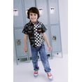 thumbnail image 2 of Hot Wheels Little Boys' Racing Button Down Shirt Black Checkerboard, 2 of 6