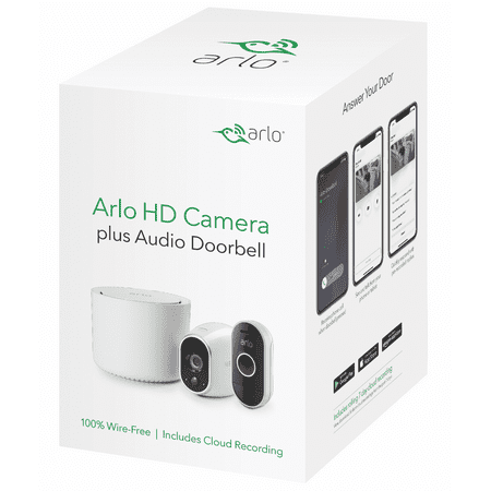 Arlo 720P HD Security Camera System with Audio Doorbell VMK3150 - 1 Wire-Free Battery Camera with Indoor/Outdoor, Night Vision, Motion