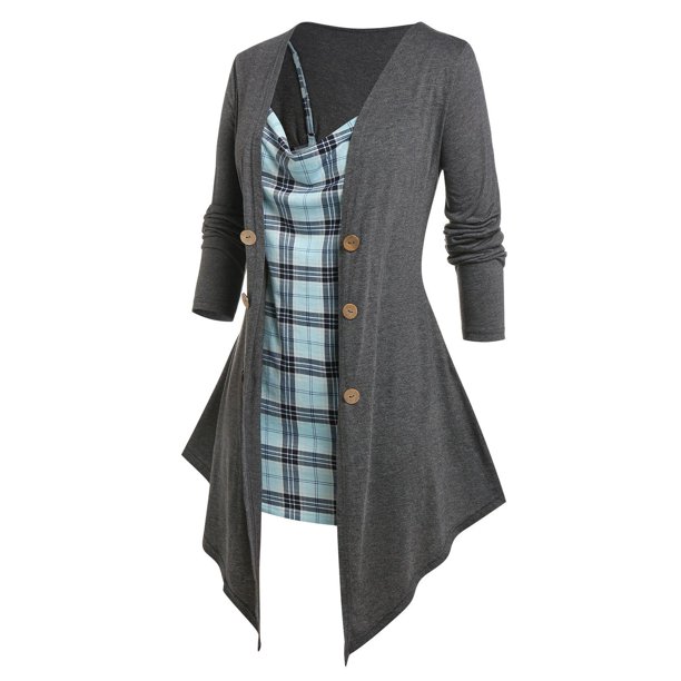 Top de manga larga y placa de manga larga con talla grande. Rosegal Mangas largas de talla grande