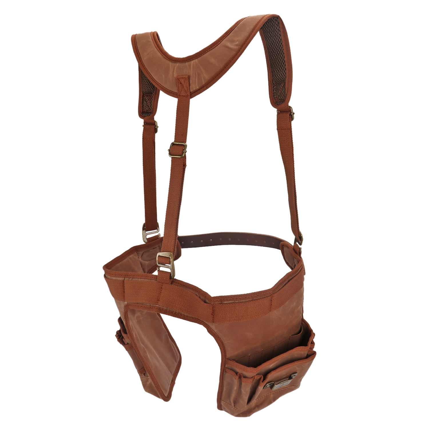 TOURBON Carpenter Framer Work Tool Belt Suspenders Electricians Tool Bag Harness-Brown Canvas