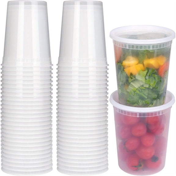20 Pack 32 oz Soup Containers with Airtight Lids – Heavy-Duty Microwaveable Deli Containers for Soups, Sauces, and Leftovers