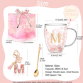thumbnail image 5 of MengCat Personalized Gift for Women Monogrammed Double Wall Flower Glass Coffee Mug Tea cup With Spoon Customized Birthday Valentine Mother's Day Gift for Mom Wife Friends Sister Coworker(M), 5 of 8