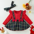 thumbnail image 2 of Tisuna Christmas Newborn Girls Romper Plaid Print Long Sleeve Crew Neck Dresses Fashion Cute Autumn Girls Bodysuit Dress With Headband Green Size 18-24 Months, 2 of 4
