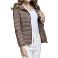 thumbnail image 4 of Zedker Women's Winter Hooded Packable Puffer Jacket with Fleece Lined Collar Quilted Coat Coffee Plus XXXXXL, 4 of 8