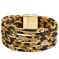 thumbnail image 2 of yingyy Bracelet Multi-layers Magnetic Buckle Leather Multi-colored Leopard Print Bangle Party Decoration Wristband Jewelry Chrysanthemum 1Set, 2 of 6