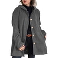 thumbnail image 2 of Chaqueta de Otoño para Mujer con Capucha, Informal, con Botones, Larga, Holgada, de , con Bolsillos. Gris M, 2 of 7