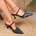 thumbnail image 6 of Aobny Closed Toe Heels Shoes Women Thin High Heels Slip On Shoes Wingtips Shoes Mid Heel Pointy Toe Slingback Black Soft Toe Casual Shoes for Women,Size 37, 6 of 9