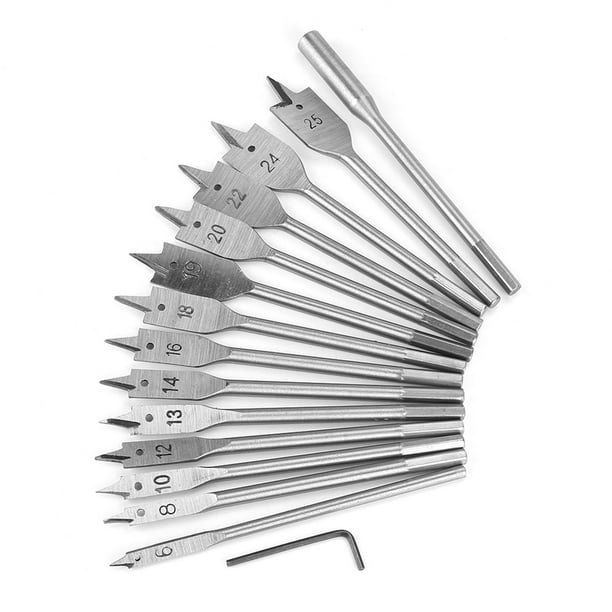 Brocas planas Jadeshay para madera 15 piezas Broca sierra de corona hexagonal acero al carbono