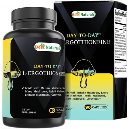 Best Naturals Day-to-Day L-Ergothioneine with Maitake, Lion's Mane, Reishi Mushroom, 90 Capsules