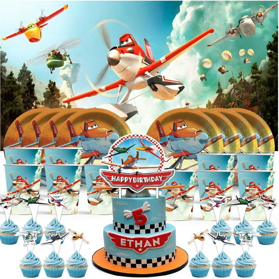 Planes Fire and Rescue Birthday Cups Party Supplies Decor Backdrop Paper Plates Fans Decorations Banner